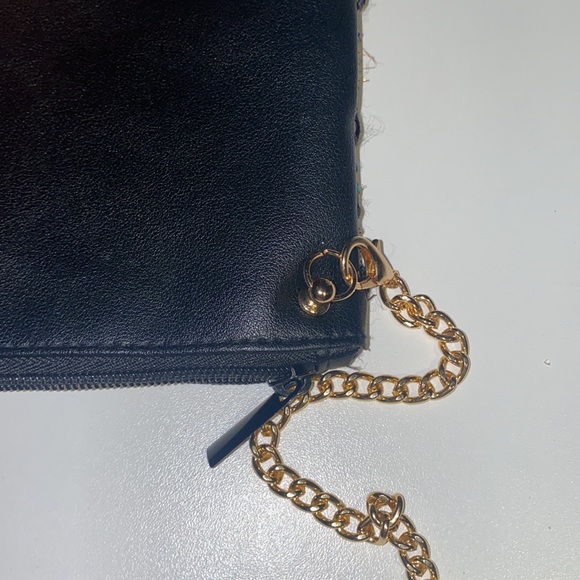 Tweed Make up Case crossbody chain attached Zipper - Picture 4 of 5
